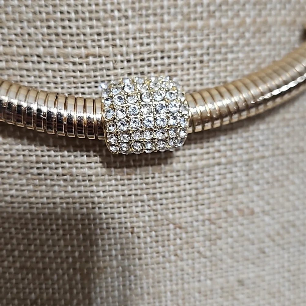 Monet Gold & Rhinestone Necklace - Picture 3 of 6